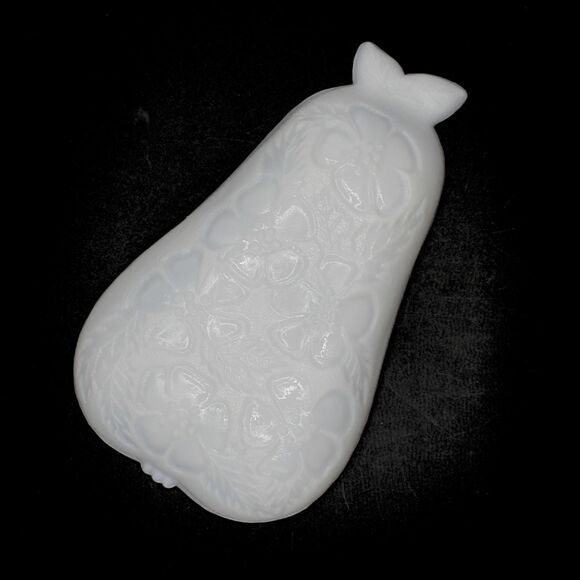 Vintage Milk Glass Pear Shaped Dish by Hazel Atlas Embossed Relish Candy Trinket - Picture 2 of 7